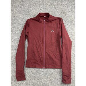 Oner Active Crop Jacket Women Small Burgundy Full Zip Thumbhole Sleeves Top